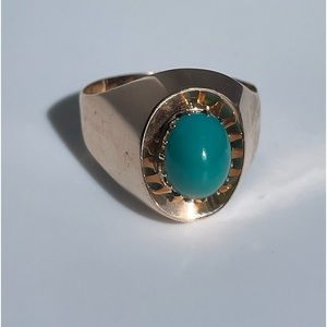 Vintage Russian Rose Gold 14k Turquoise Ring